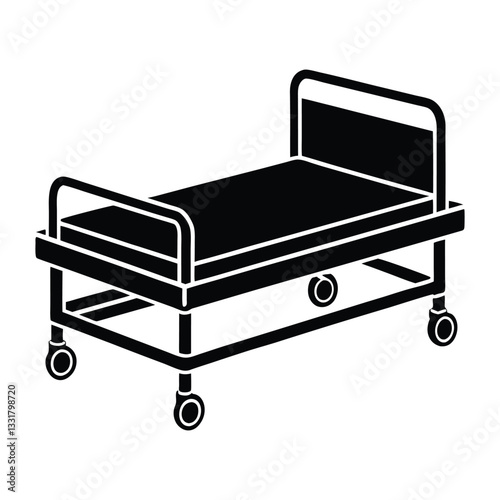 Medical bed flat vector illustration on white background