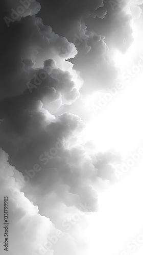 Ominous dark clouds against a bright sky