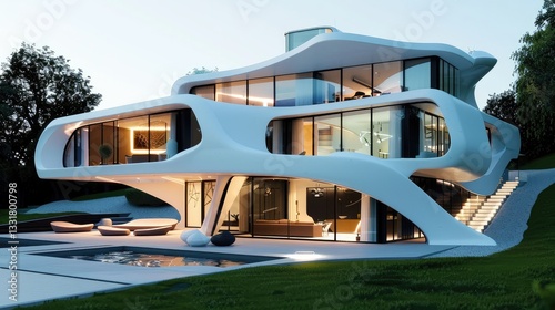 Wallpaper Mural Stunning Modern Architectural Marvel with Organic Curves and Expansive Glass Facades Torontodigital.ca