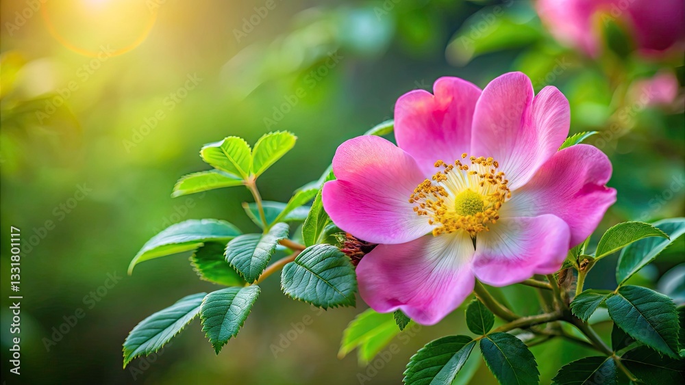 Fototapeta premium Beautiful Fresh Musk Rose - Rosa Moschata Flowers in Early Summer, Blooming Gardens, Nature Photography, Floral Aesthetics, Vibrant Colors, Outdoor Beauty, Springtime Blossoms, Fresh Flora
