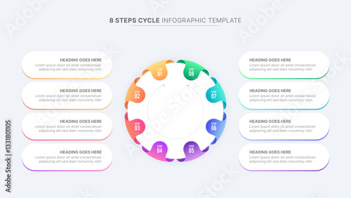 Modern Circular Cycle Process Workflow Infographic with 8 Steps Design Template