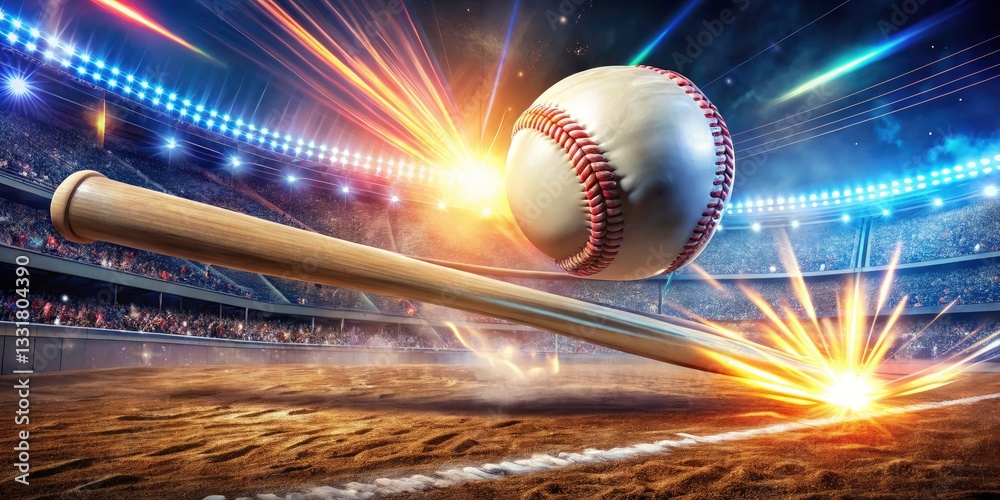 Fototapeta premium Capturing the Pulse of Baseball: A Long Exposure Journey Through the Game's Heartbeat with Dynamic Motion and Vibrant Colors