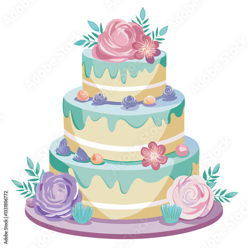 wedding cake with roses