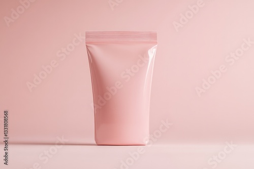 Soft pink packaging on minimalistic background conveys elegance