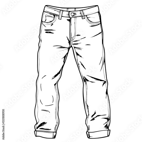 Minimalist Vector Sketch of Jeans