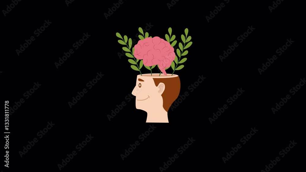 Loop animation video of a creative brain idea with a human brain concept with alpha channel Loop animation video of a creative brain idea with a human brain concept with alpha channel