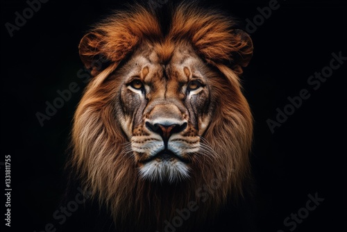 Wallpaper Mural Majestic lion showcasing powerful presence with a detailed mane against a dark background Torontodigital.ca