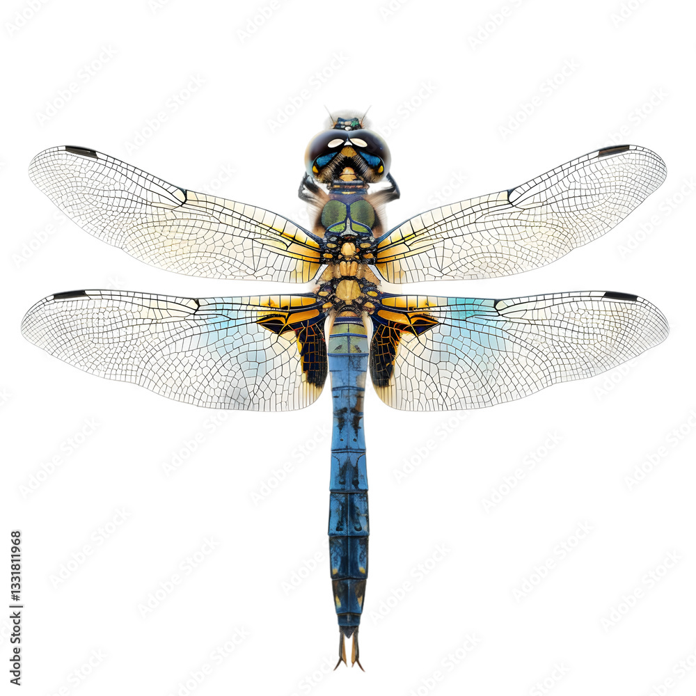 Blue Dragonfly Close-Up Studio Shot. Blue Dragonfly Close-Up Studio Shot.