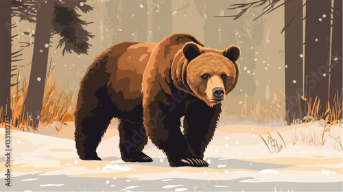 Brown bear illustration. Bear. Wild animal.