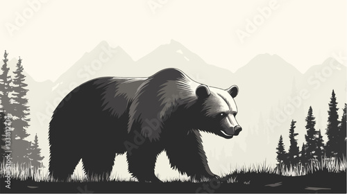 Brown bear illustration. Bear. Wild animal.