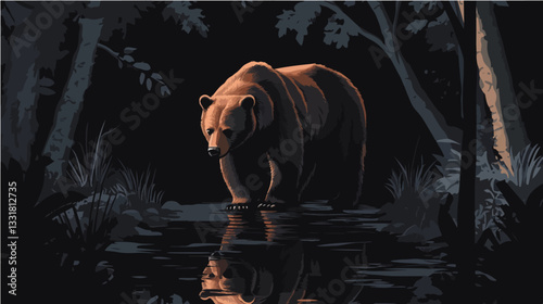 Brown bear illustration. Bear. Wild animal.