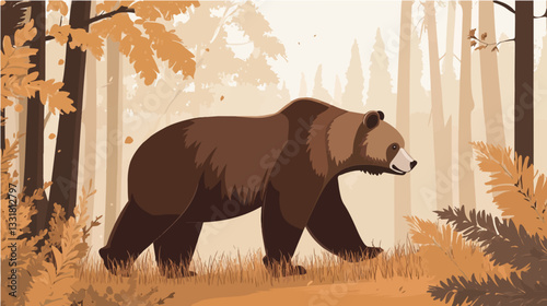 Brown bear illustration. Bear. Wild animal.