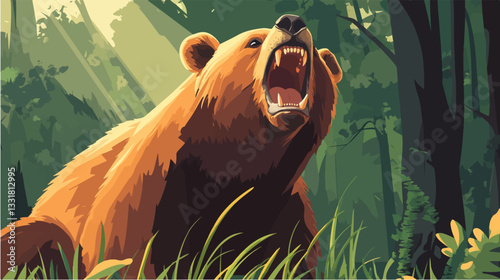 Brown bear illustration. Bear. Wild animal.