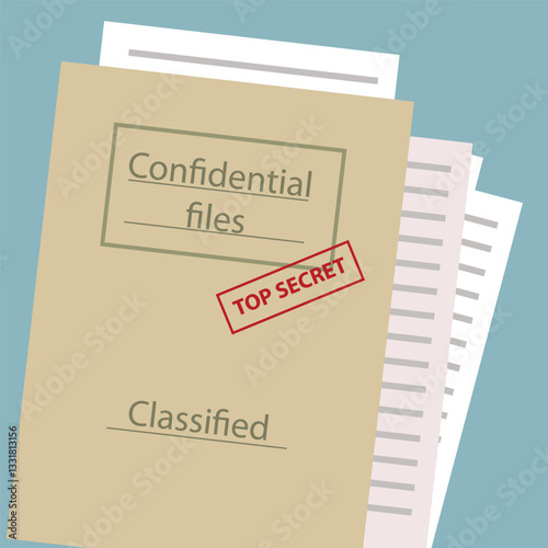 Top secret document confidential information file folder vector illustration design background