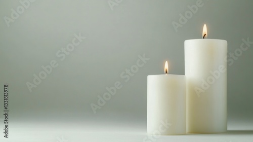 Softly glowing white candles create serene atmosphere with gentl