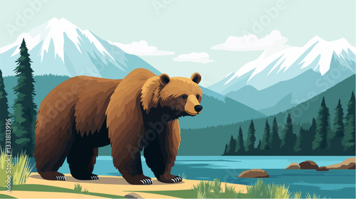 Brown bear illustration. Bear. Wild animal.