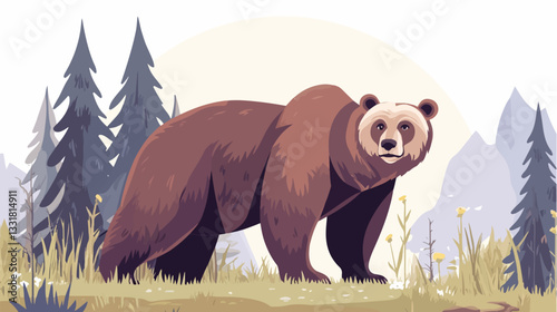 Brown bear illustration. Bear. Wild animal.