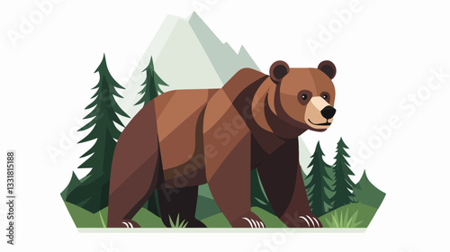Brown bear illustration. Bear. Wild animal.
