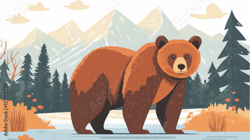 Brown bear illustration. Bear. Wild animal.