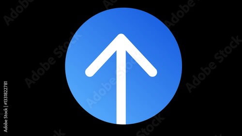 Upload Download Symbol, Button with Arrow Moving Upward representing Uploading Directional Arrow 4k Motion Graphics Video Footage with Alpha Channel