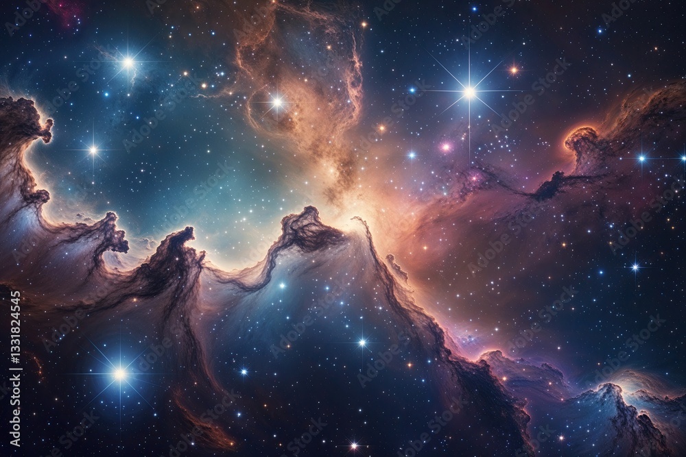 Fototapeta premium Vibrant Outer Space Background Featuring Stars and Nebulas for Cosmic Exploration and Journey Themes