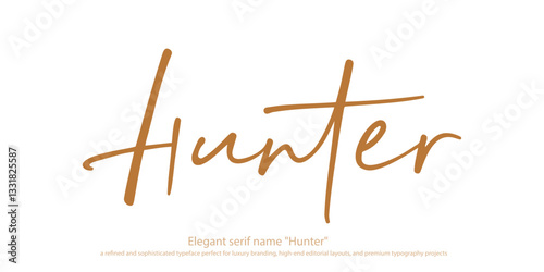Elegant serif name "Hunter"  a refined and sophisticated typeface perfect for luxury branding, high-end editorial layouts, and premium typography projects. Designed with timeless elegance.