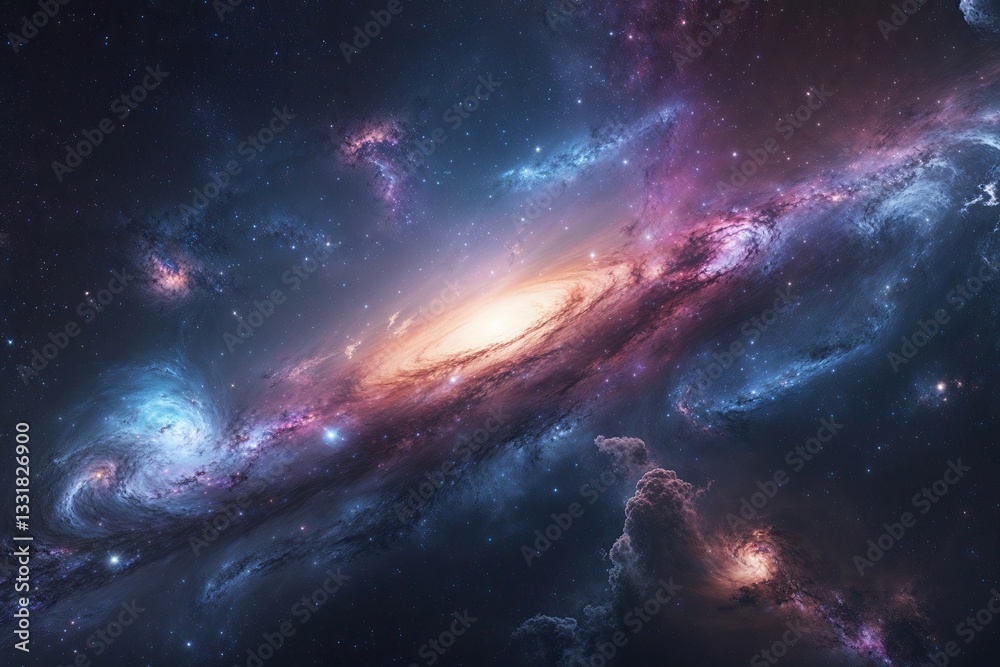 Obraz premium Ethereal Cosmic Backdrop: Abstract Vector Galaxy with Nebulas and Cosmic Dust