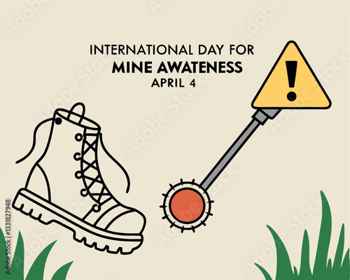 International Day for Mine Awareness: Stylized Tank with Explosion Illustration
