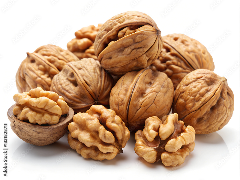 Delicious walnuts isolated on white background Delicious walnuts isolated on white background