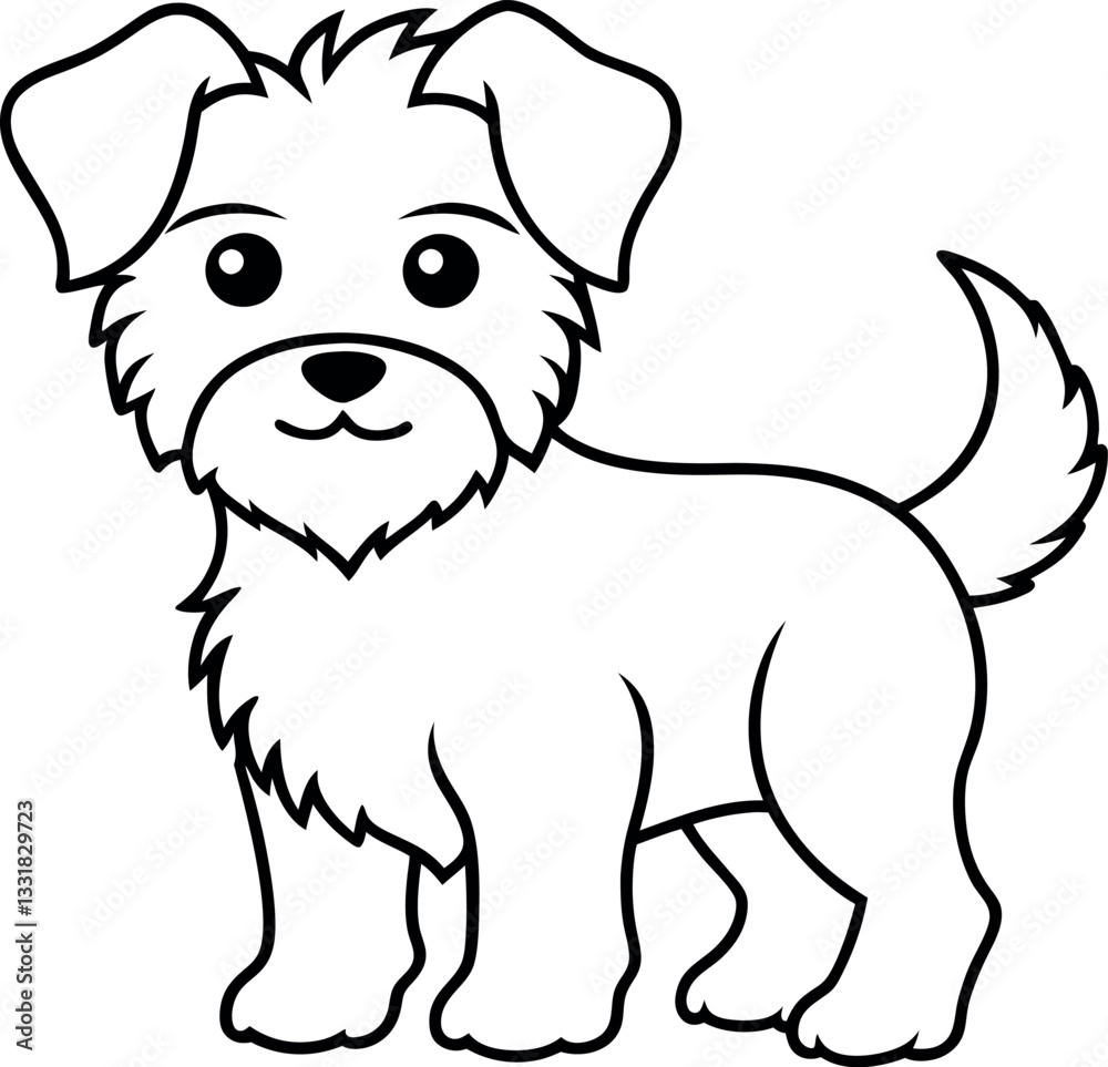 Minimalist black and white sketch of a standing dog, featuring fluffy fur and alert ears, suitable for vector pet illustrations, dog lover art, and animal education.
Minimalist black and white sketch of a standing dog, featuring fluffy fur and alert ears, suitable for vector pet illustrations, dog lover art, and animal education.