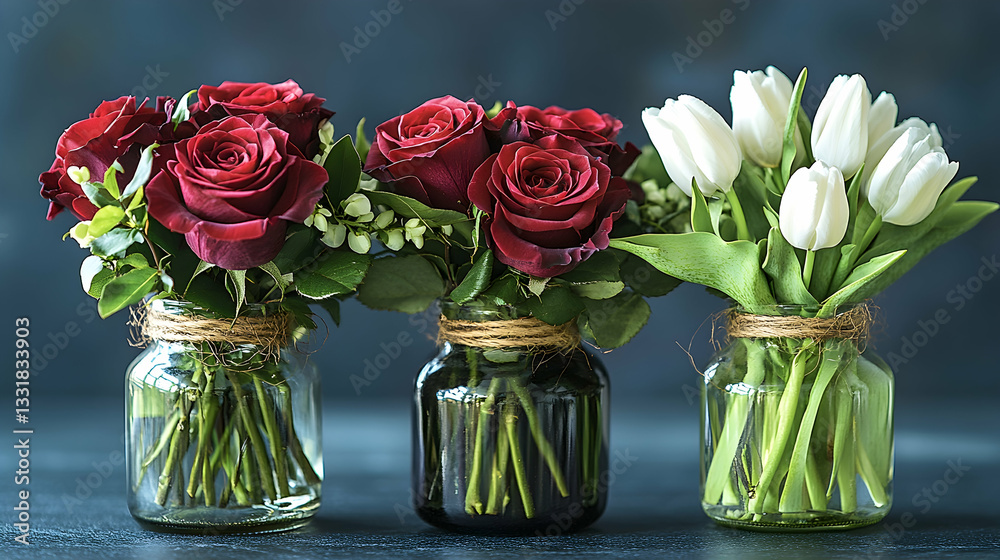 Obraz premium Floral arrangements in jars