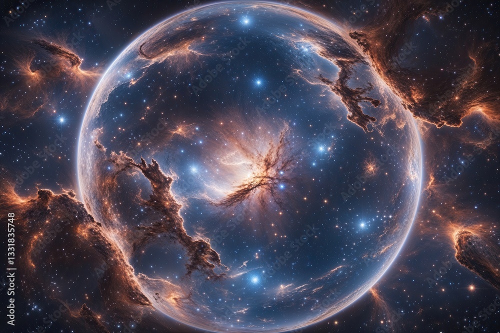 Obraz premium Vast 360-Degree Stellar Nebula Artwork in Equirectangular Framework with Cosmic Starfield and Celestial Imagery