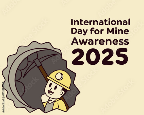 International Day for Mine Awareness 2025: Cartoon Miner Illustration