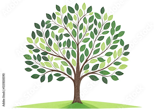 isolated transparent Background. vibrant tree illustration with lush green leaves and sturdy trunk, symbolizing nature beauty and growth