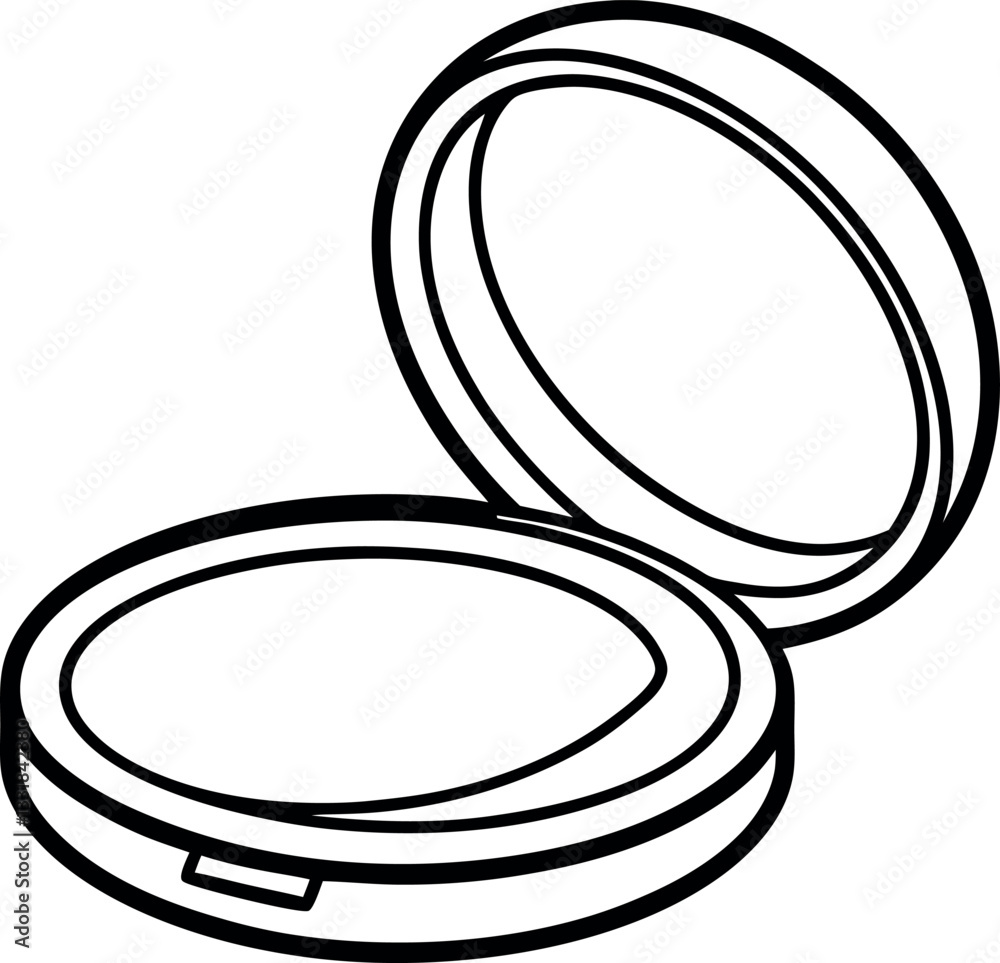 Black and white outline of an open blush compact with a mirror, perfect for beauty-themed illustrations, makeup branding, and cosmetic packaging.
Black and white outline of an open blush compact with a mirror, perfect for beauty-themed illustrations, makeup branding, and cosmetic packaging.