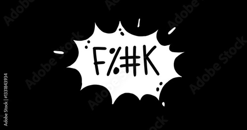 Swear Word Speech Bubble Animated Sticker Pack. Explosive Hand-Drawn Doodle Loop with Curse Words, Rude Symbols and Angry Expressions. Comic Style Exclamations on Alpha channel. 