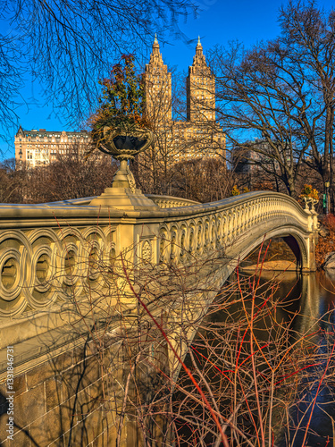 Obraz na płótnie Bow bridge in winter, early morning w salonie