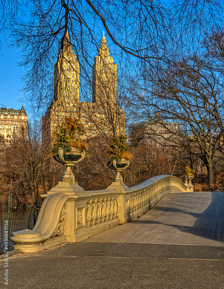 Bow bridge in winter, early morning