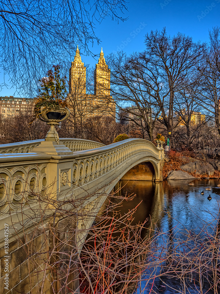 Bow bridge in winter, early morning