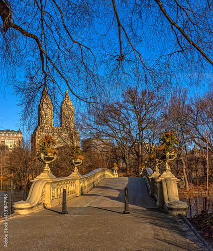 Bow bridge in winter, early morning