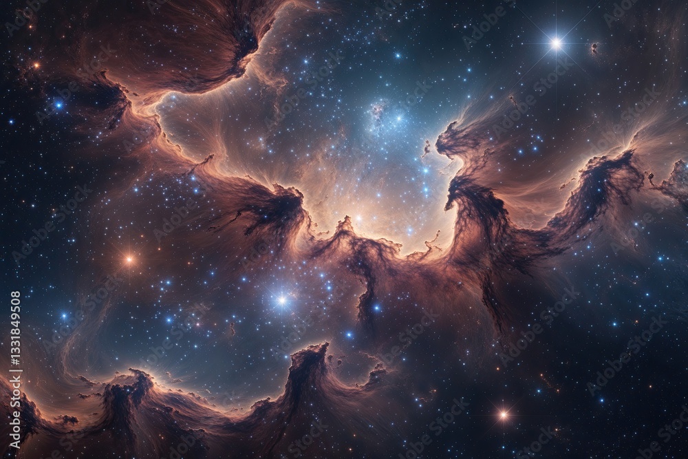Fototapeta premium Awe-Inspiring Celestial Nebula Panorama with Stellar Scenery and Cosmic Brilliance