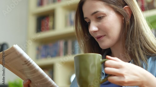 woman reading news at smart phone