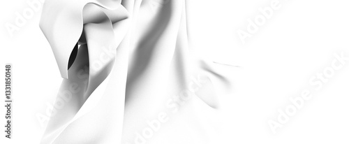 Abstract image of white fabric draped with copy space for text or design elements.