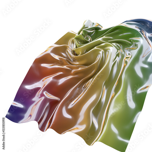 Fluid design twisted shapes holographic 3D abstract background iridescent wallpaper