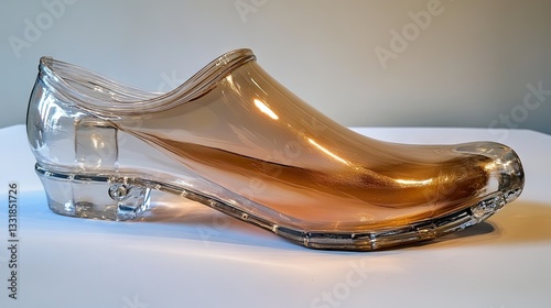 A side view of a prosthetic forefoot in a transparent shoe, showcasing its natural appearance.