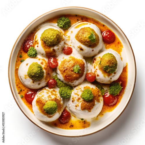 dahi vada in bowl on white background  photo