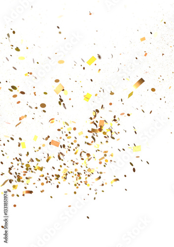Enchanting Euphoria: Breathtaking 3D Illustration of Enchanting gold Confetti