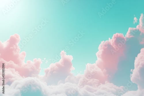 Bright light illuminating soft clouds in a serene blue sky