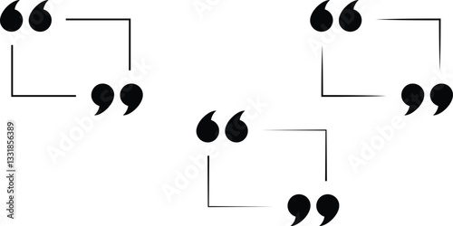 Double quote marks enclosed within a rectangular frame.