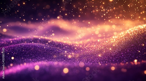 swirling golden lines on a deep purple abstract canvas